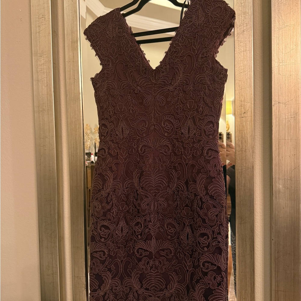 Tadashi Shoji Burgundy Lace Midi Dress